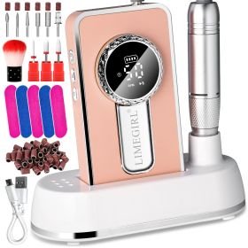 Electric 45000RPM Nail Drill Machine Rechargeable Portable Nail File Electric DIY Nail Drill Kit With Smart LCD Screen For Gel Nail Manicure And (Color: Orange)