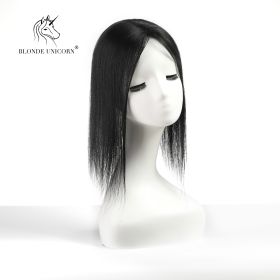 Blonde  Natural Black Hand Tied Real Human Hair Toppers For Women (Color: Black)