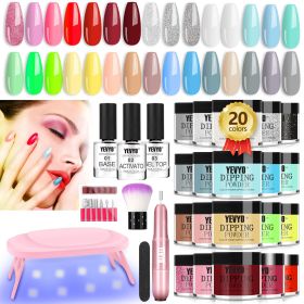 Acrylic Nail Kit Dip Powder Nail Kit Starter With Drill And UV Light, 20 Colors Fast Dry Powder Nail Dipping Kit, With Base & Top Coat Activator (Option: W13535389)