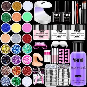 Acrylic Nail Kit With Everything For Beginners, Professional Nail Starter Kit , 24 Color Glitter Acrylic Powder And Liquid Monomer Set, Nail Glit (Option: W13551076)