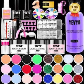 Acrylic Nail Kit, 24 Color Glitter Acrylic Powder Monomer Liquid Set, Nail Kit Set Professional With Everything Acrylic Brushes And 200 Pcs Nail (Option: W13551069)