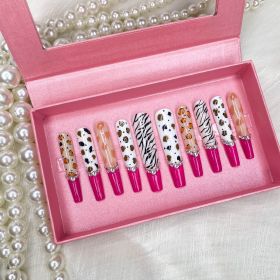 GGDDSHA Nails 10pcs Handmade Press On Nails -GlitterGold Diamond Extra Long Stiletto Reusable Gel UV FinishedFalse Nails, Designer Fashion 3D Han (Option: L)