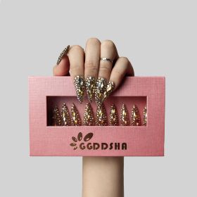 GGddsha Full Diamond Medium Almond Press On NailsReusable PMMA Acrylic Handmade Nails Full Deluxe 3DCrystal Fake Nails W Box Gift For Women,Crown (Option: M)