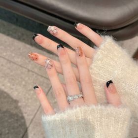 French Black Edge Classic Style Handmade Wearable Manicure (Option: Extra Small XS-2543 Ultra Short Ladder)