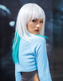 Self-pickup Long Natural Black Wigs For Women,Natural Black Wigs With Bangs Layered Shoulder Length Synthetic Wig For Daily Party  24 Inch (Option: SUE2SLVTEAL)