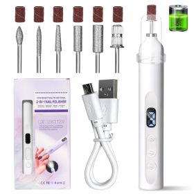 Electric Nail Drill With Drill Bit And Sanding Belt - Cordless Professional Nail Polish For Nail And Foot Care, Portable Nail Drill Machine Kit F (Color: White)