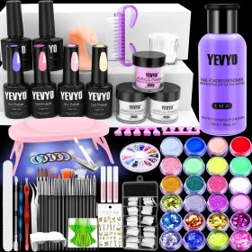 Acrylic Nail Kit With UV Light, 4 Colors Gel Polish Kit With 24 Glitter Colors Acrylic Powder Monomer Liquid (Option: Multicolour)