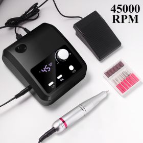 Electric Nail Drill Professional - 45000 RPM Nail File Kit Machine With LCD Display, Hand & Foot Control Low Noise For Acrylic, Gel Nails, Manicu (Color: Black)