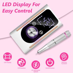 1 Set  Portable Electric Nail Drill Bit 45000 RPM With 11 Bits Base Waist Clip Cordless Rechargeable Nail File Machine For Professional Salon Hom (Color: White)