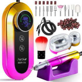 45000RPM Professional Nail Drill Kit, Nail Polishing Machine Includes Polishing Head And Drill Head, Basic Nail Tool Kit. Nail File Machine Kit U (Color: Yellow)