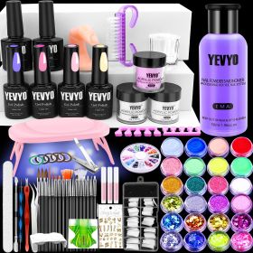 Acrylic Nail Kit With UV Light, 4 Colors Gel Polish Kit With 24 Glitter Colors Acrylic Powder Monomer Liquid (Option: W13549588)