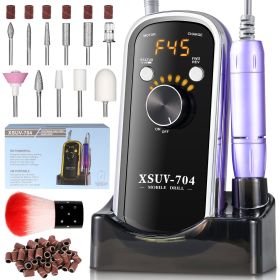 Professional Rechargeable Electric Nail Drill 40000 RPM, Portable Nail File With Storage Stand For Acrylic Gel Polishing Removing - Easy To Use F (Color: Purple)
