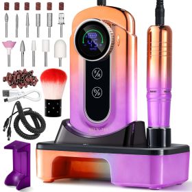 Nail Drill, Portable Electric Nail File 45000RPM, Rechargeable Nail Drill Professional With Bits & Base, For Acrylic Gel Nails, E-File Machine, M (Color: Gold)