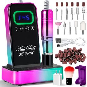 Cordless Nail Drill 45000 RPM, Rechargeable Electric Nail File Kit For Acrylic Gel Polishing Removing, Nail Drill Kit With Bits & Base, Portable (Color: Green)